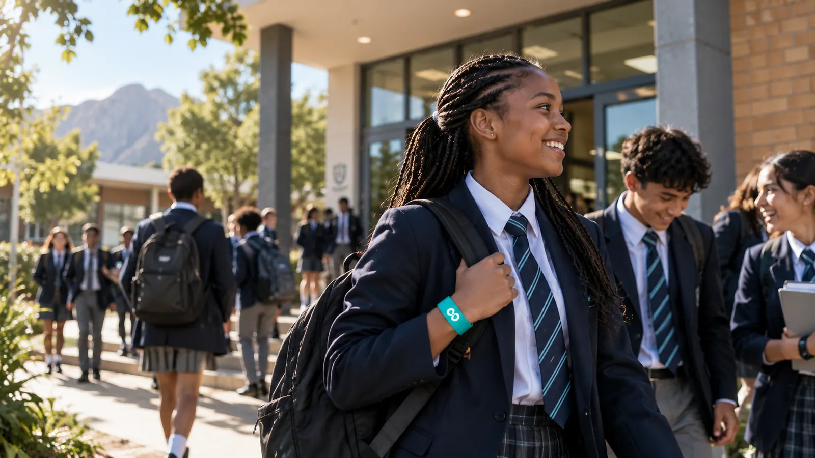 Learners arriving at a South African school